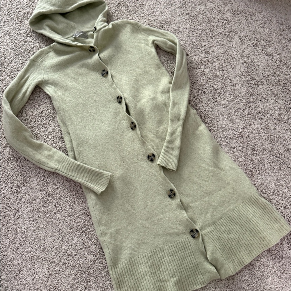 Women XXS Everlane The Cozy Stretch Long Duster Cardigan Sweater Hooded Jacket - Picture 4 of 11